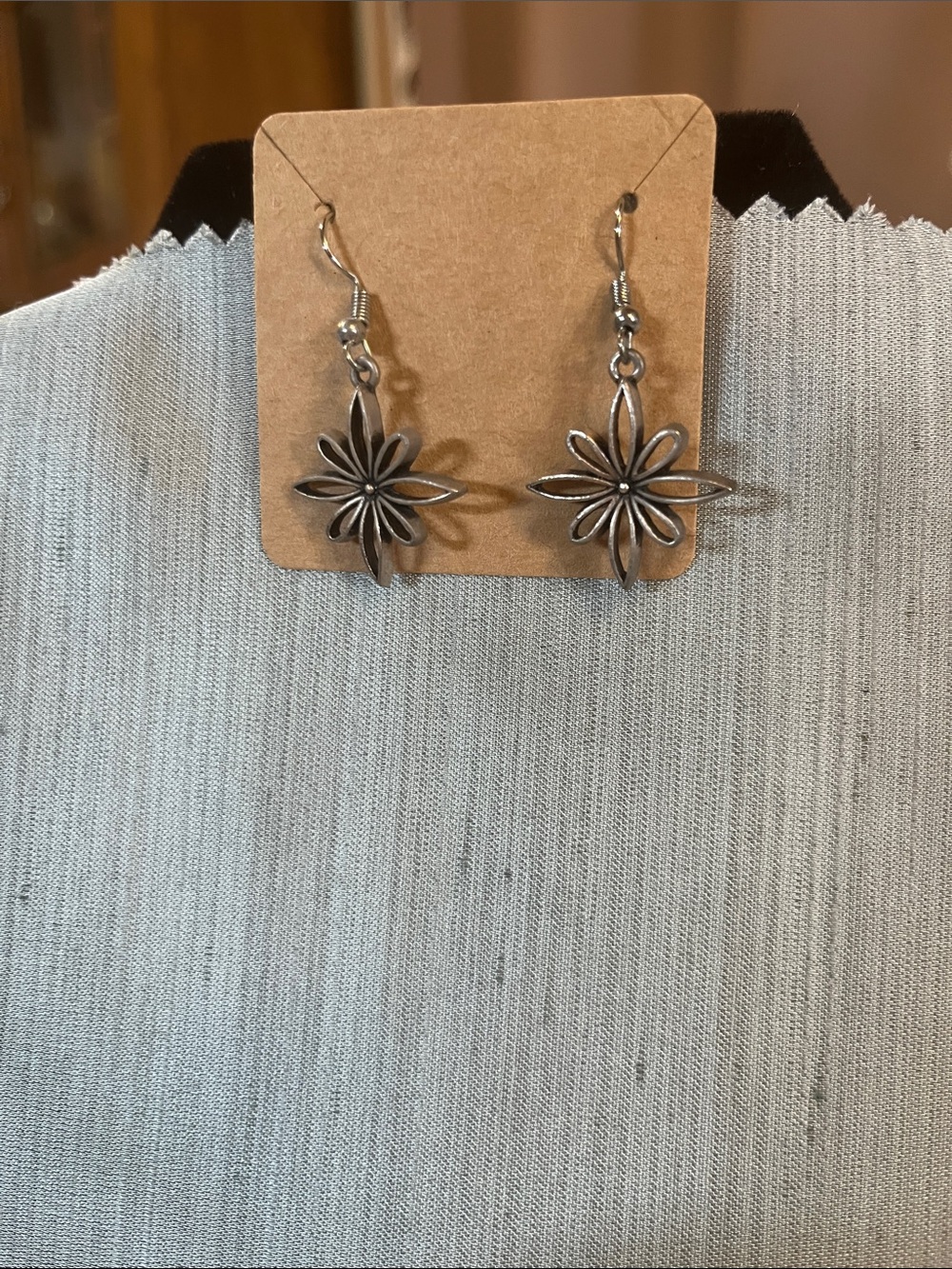 Silver Floral Drop Earrings - Women Jewelry